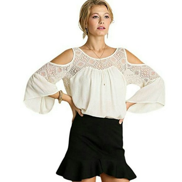 🆕️NEW UMGEE COLD SHOULDER PHEASANT TOP - Picture 1 of 7